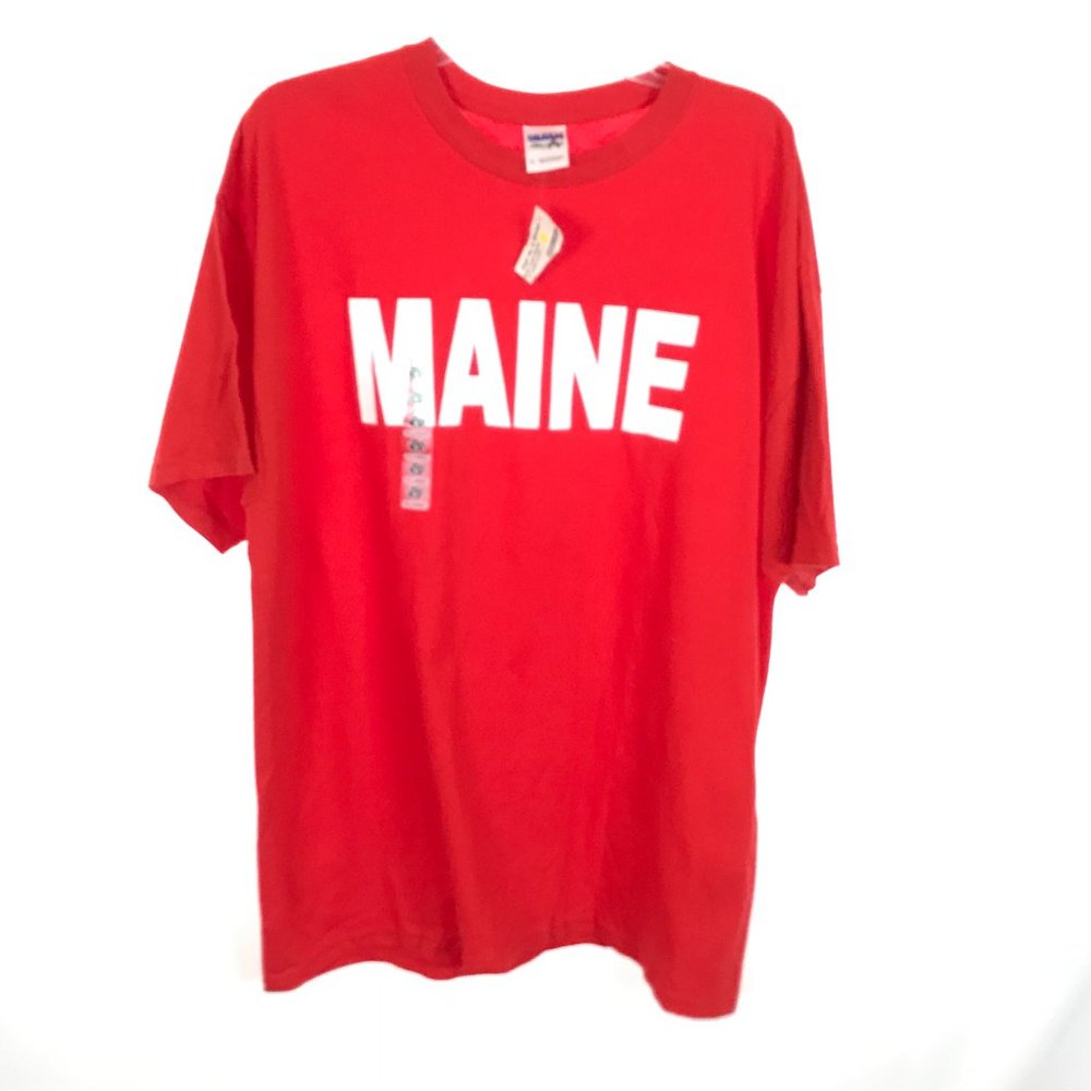 😀 3 for $20 NWT Mens Size XL Gildan Red State of Maine Print Tee Shirt Top